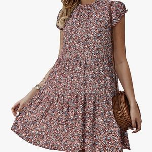 sleeveless ruffle flowy dress